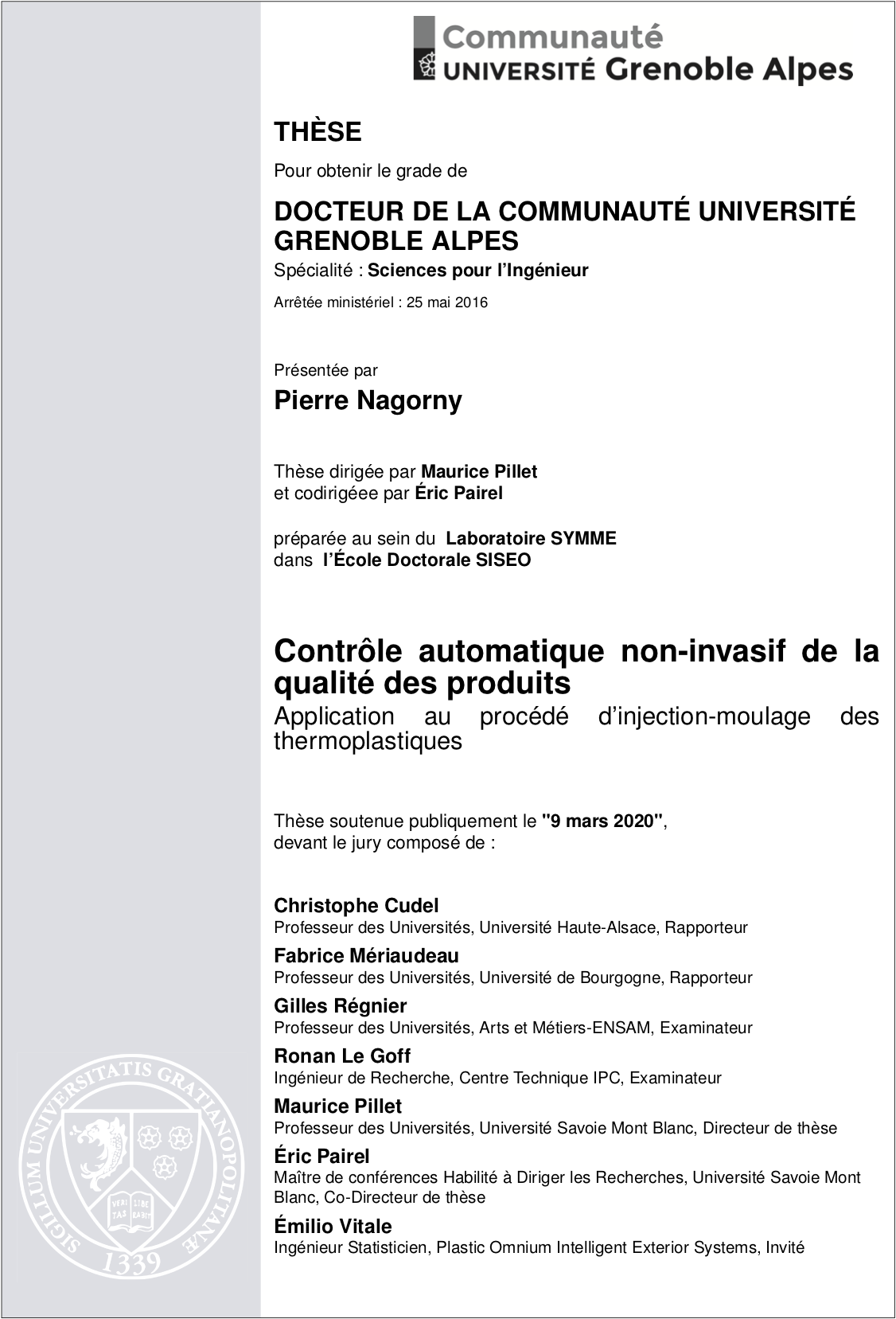 Pierre Nagorny's PhD manuscript cover